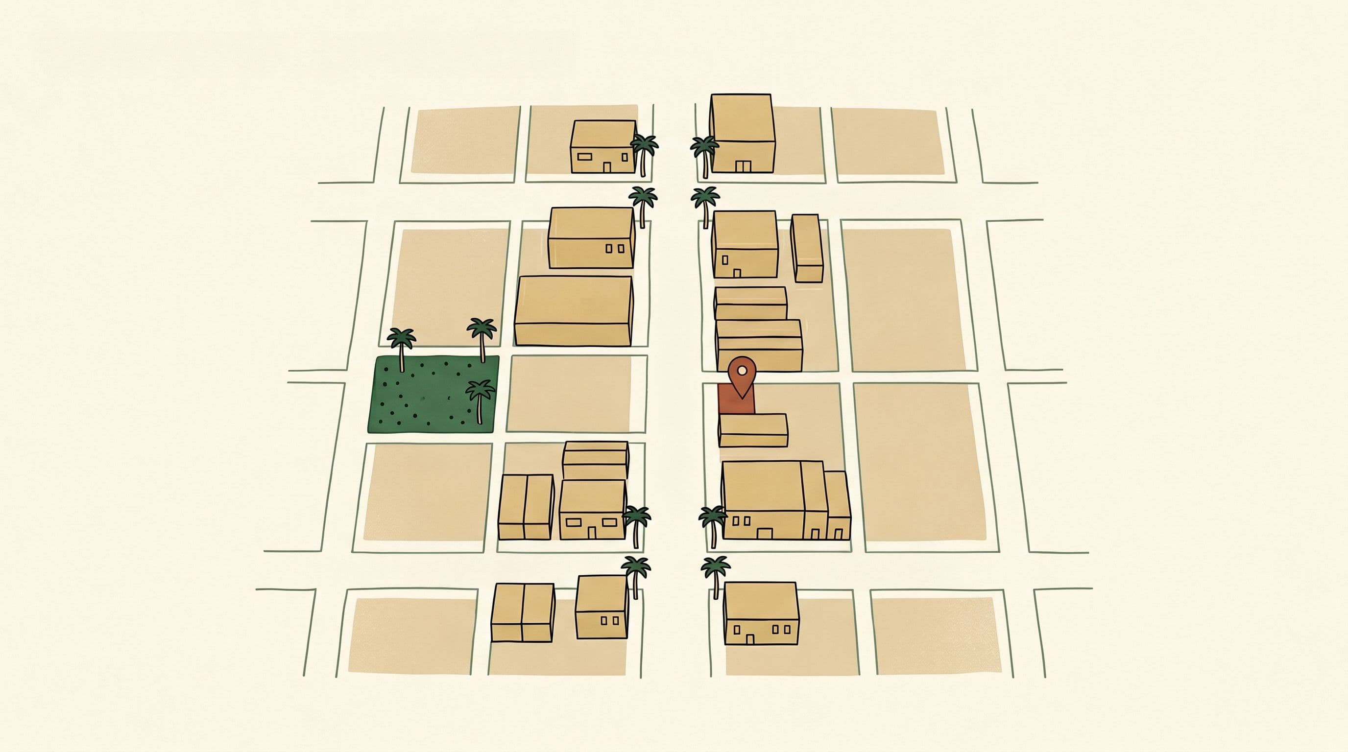 Illustrated map of United Pharmacy on S Robertson Blvd
