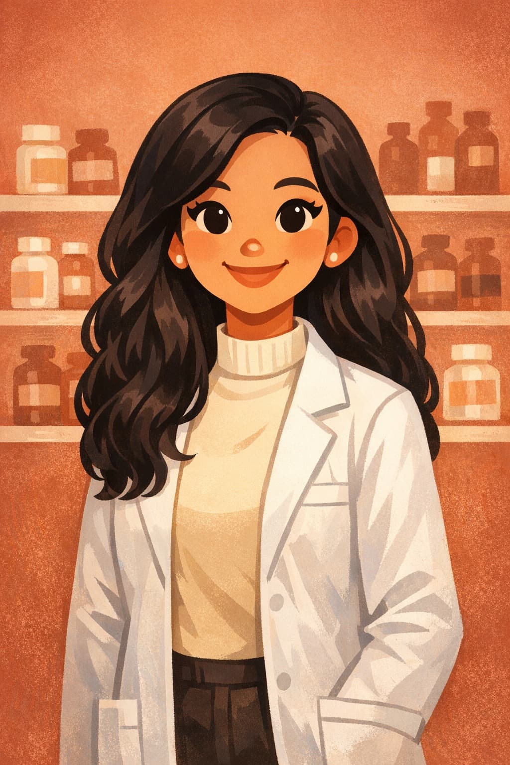 Illustrated portrait of Cynthia Alvarez, Pharmacy Technician